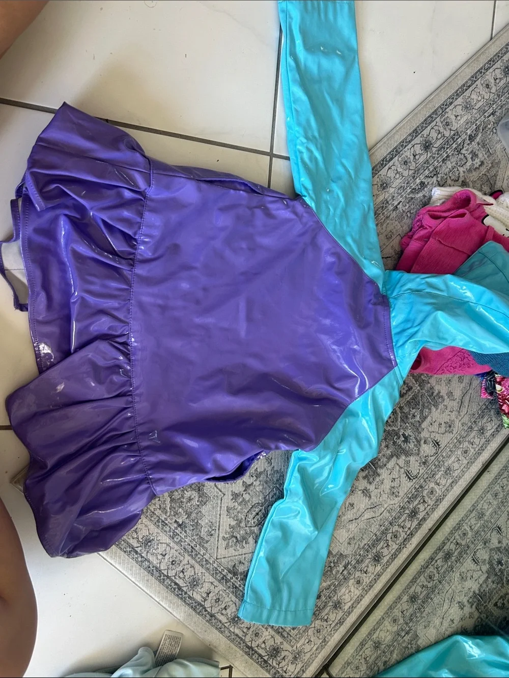 Disney Purple and Light Blue Anna & Elsa Ruffle Rain Jacket